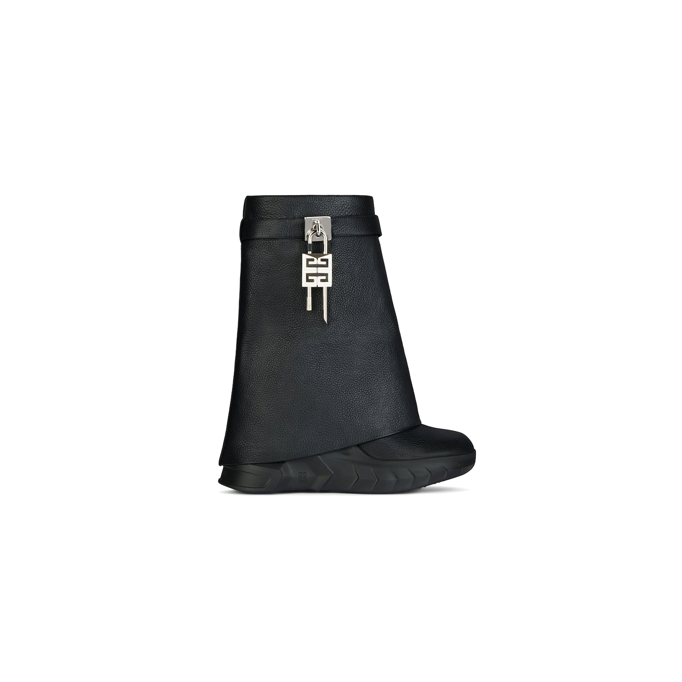 GIVENCHY SHARK LOCK BIKER ANKLE BOOTS IN GRAINED LEATHER BE604AE1XN-001